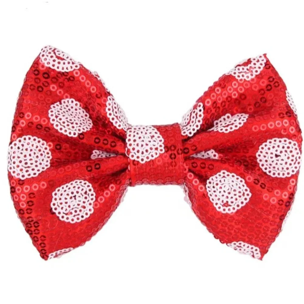 NEW Minnie Mouse Girls Red Sequin Hair Bow Clip 5 Inches